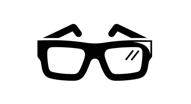 Black Plastic Rectangular Eyeglasses.