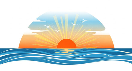 Sunrise Over Open Book With Ocean Waves. © Mutmainah