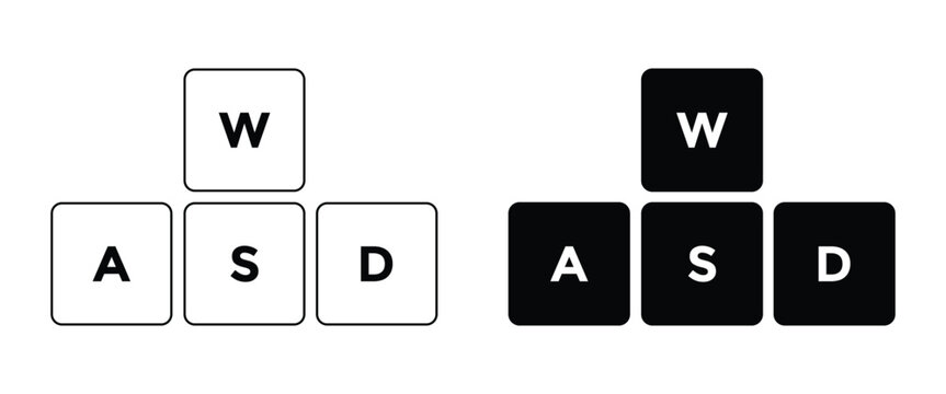 WASD Arrow Key Icon Set &ndash; Gaming Keyboard, Direction Control & Navigation Vector Collection