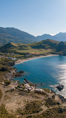 Obraz premium Aerial view with beach and mountains on the Crete island