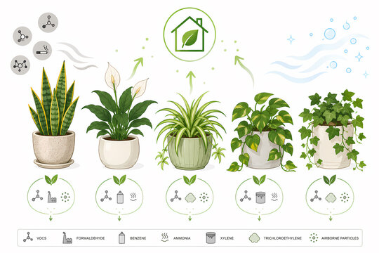 Indoor plants air purifying home wellness