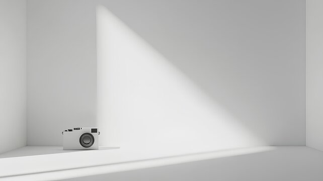 modern bathroom interior with white wall And a white camera in the bottom left corner
