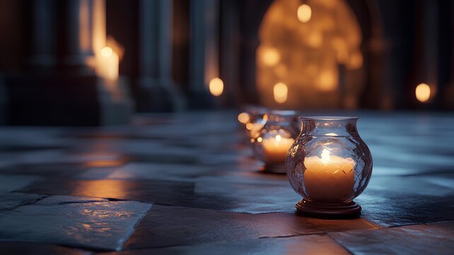 The hallways are filled with candles along the way