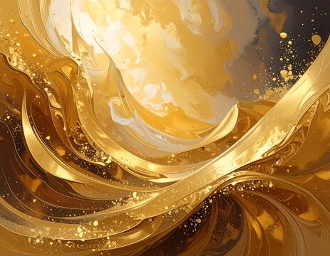 Luminous Golden Abstract Swirls Flowing in Dynamic Textured Background