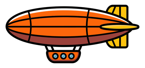 Vintage orange zeppelin airship vector, retro flying blimp icon, steampunk dirigible transport illustration © Gofur Artistry