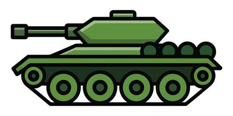 Military tank vector icon, green armored combat vehicle, heavy war machine illustration for gaming apps © Gofur Artistry