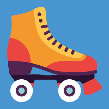 Retro roller skate vector illustration, vintage quad skate with colorful design, nostalgic 80s disco boot