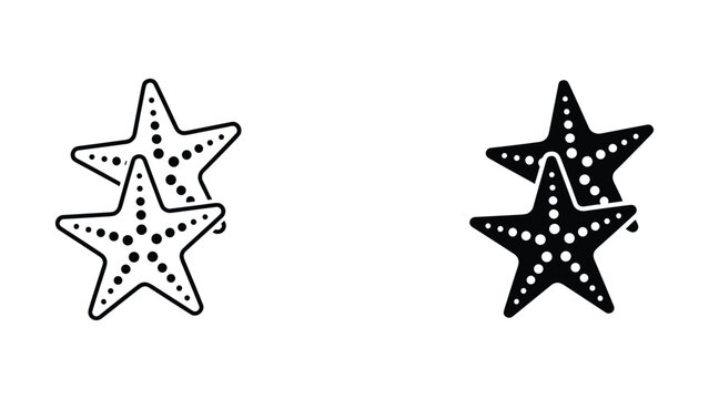 Starfish with textured dots marine life vector icon set