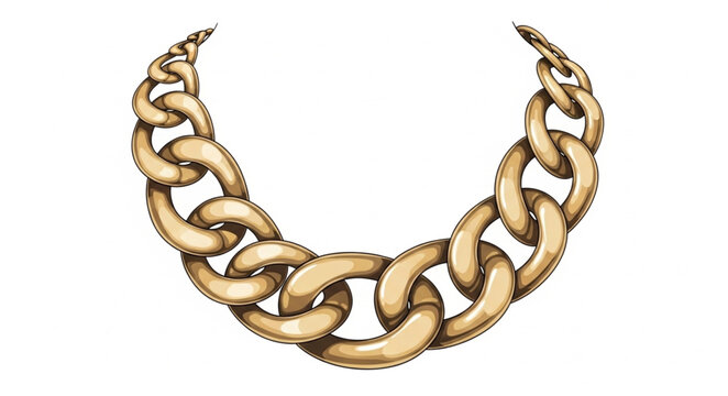 Thick gold chain necklace with large interlocking links.