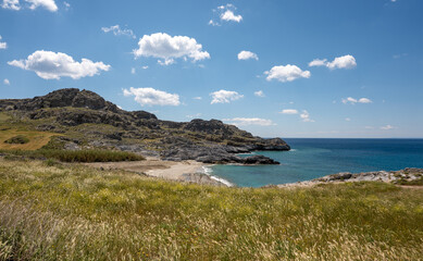 Fototapeta premium Crete coastline landscape with mountains and blue Mediterranean sea