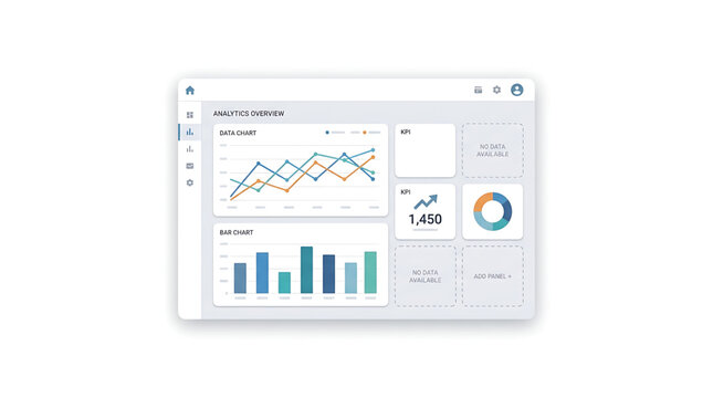 Dashboard interface with analytics charts and data visualization elements
