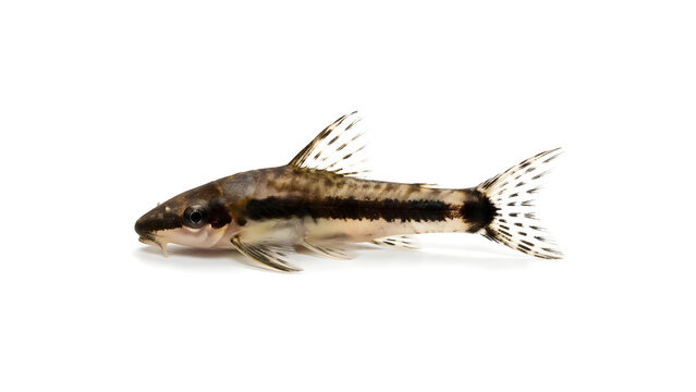 A single Corydoras catfish isolated on white background.