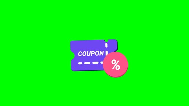 Animated coupon ticket icon designed for discount vouchers, promo codes, and ecommerce savings campaigns.
