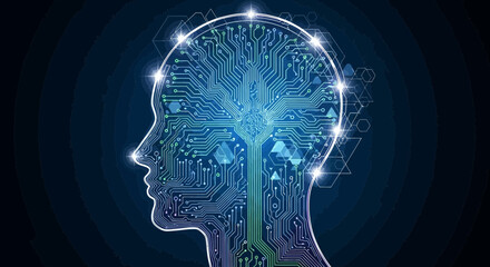 Obraz premium Digital brain conceptual illustration of artificial intelligence and technology