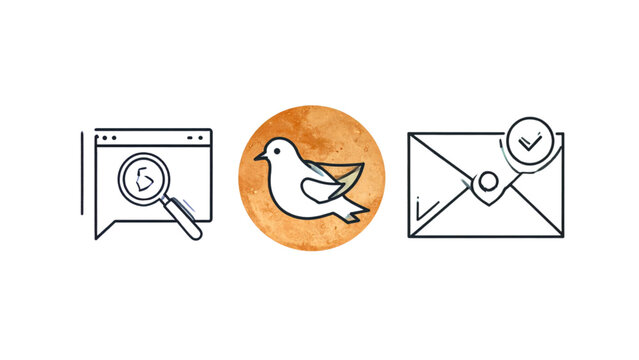 Digital marketing outline icon set. seo, social media, email communication icons