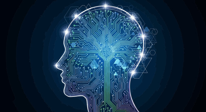 Digital brain conceptual illustration of artificial intelligence and technology