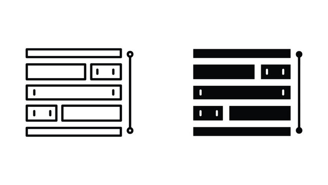 Data table layout icon with grid structure in outline and solid black design