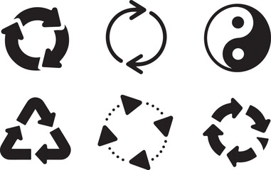 Fototapeta premium Black recycling and balance symbols set