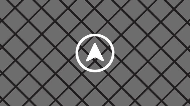 Navigation arrow icon map direction interface animation isolated on grey background