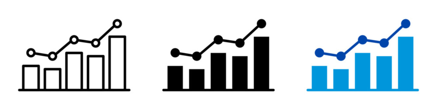 Graph diagram line icon, business chart, profit growing symbol, progress bar symbol, business bar sign, growing graph icons