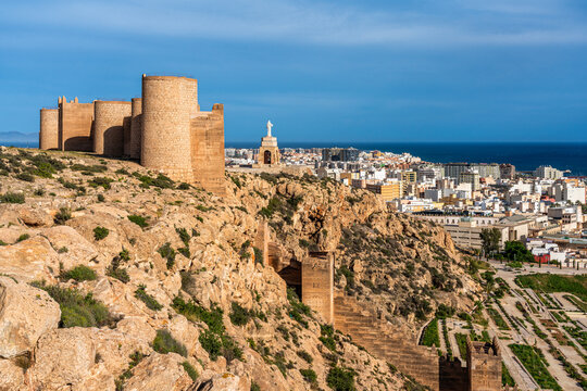 Scenic panoramic view on a sunny afternoon in Almeria, Andalusia, Spain.