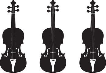 Three black and white violins in a row © Ranaart