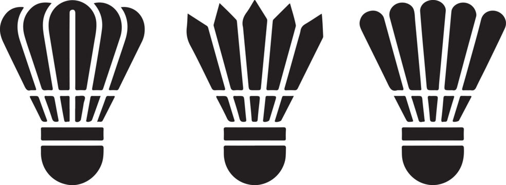 Three badminton rackets with shuttlecock icons