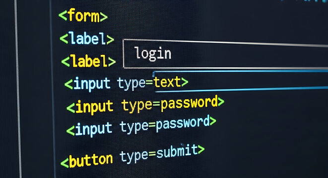 Html code snippet showing login form with username and password fields