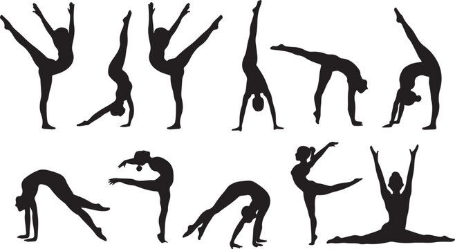 Person performing yoga and acrobatic poses sequence