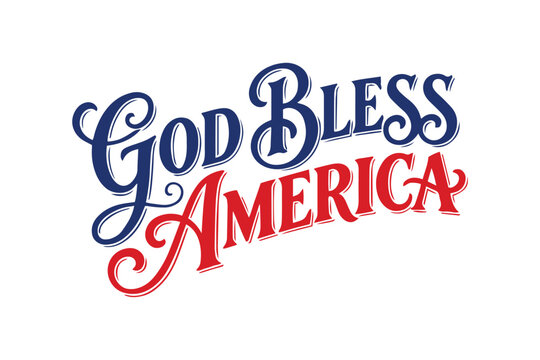 God Bless America Patriotic Typography Lettering Design