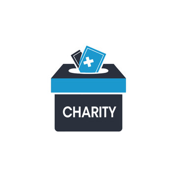 Donation box with money and cards.