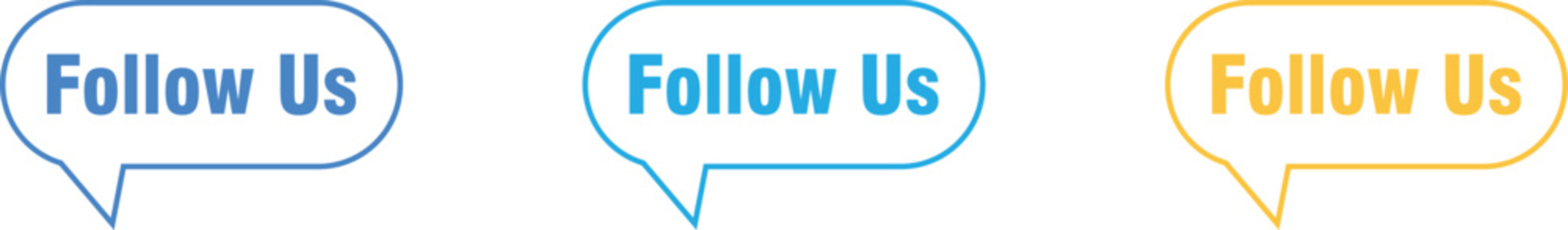 Follow us banner speech bubble icon set social media button vector UI