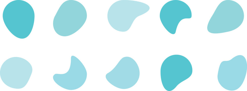 Abstract organic blob shape set cyan fluid liquid dynamic solid vector
