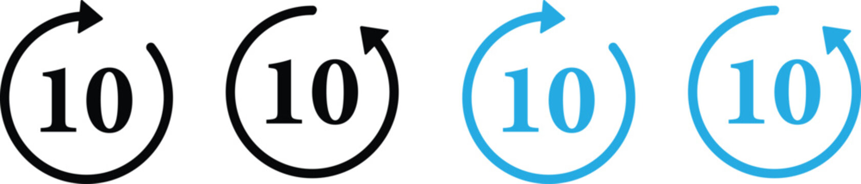 Forward rewind 10 seconds icon set media player skip button vector