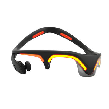 Modern wireless bone conduction headphones isolated on white background with vibrant neon accents