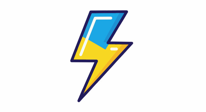 Stylized lightning bolt icon in blue and yellow with a dark outline