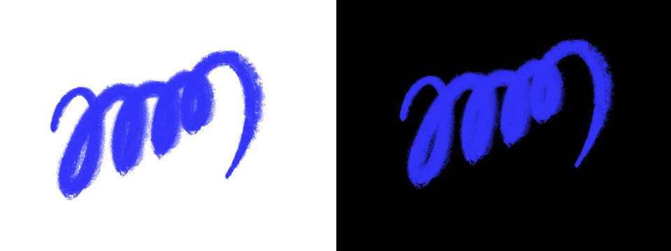 Vibrant blue scribble with a textured, spray-painted effect on transparent and black backgrounds