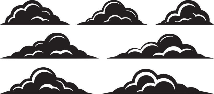 Abstract cloud silhouette set with bold graphic style. silhouette vector illustration