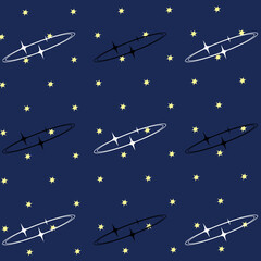 Seamless pattern with stars and saturn rings © alysha