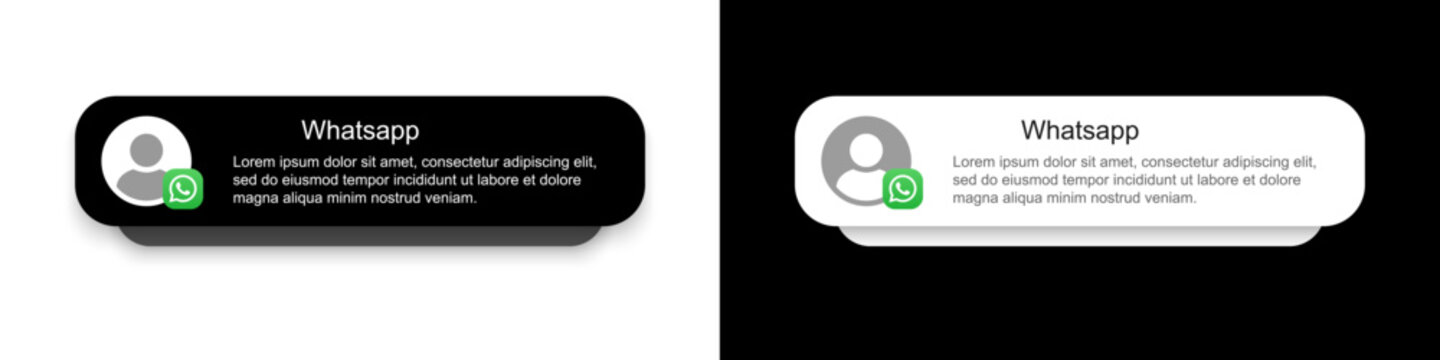 Whatsapp notification box template, screen WhatsApp online messages mockup