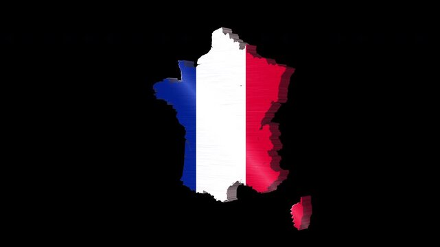 France 3D Rotating Flag Map Alpha Channel Loop