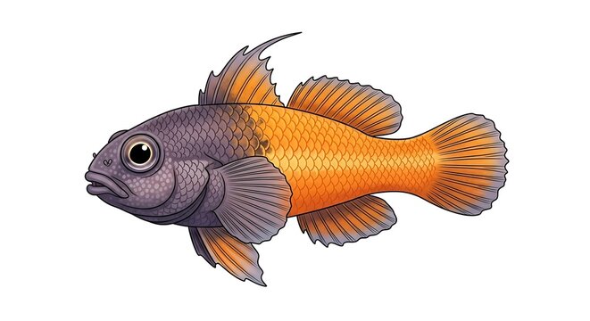 Bicolor Blenny Marine Fish Illustration