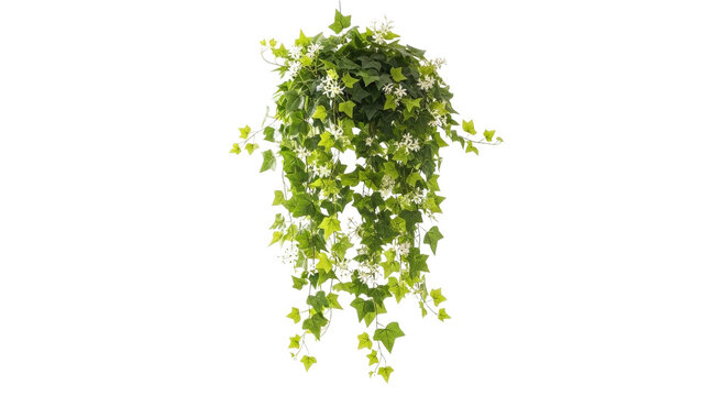Vibrant green ivy plant hanging decorative on abstract background