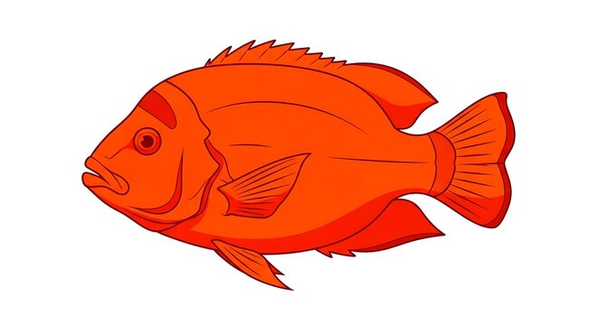 Bright Orange Garibaldi Marine Fish Illustration