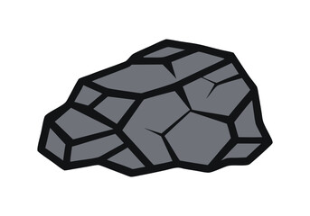 Stylized cartoon gray rock with cracks and shadow illustration, © Rujon