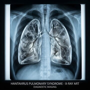 Hantavirus Pulmonary Syndrome Chest X-ray Art: Abnormal Lungs with Interstitial Infiltrates and Edema