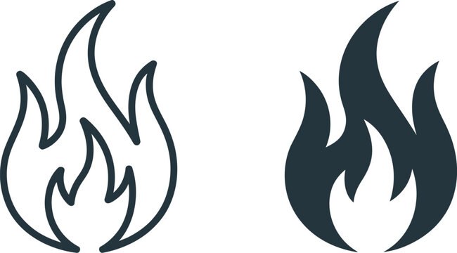 Fire flame icon, fire flame sign vector illustration with modern flat style for heat energy and warning interface design concepts