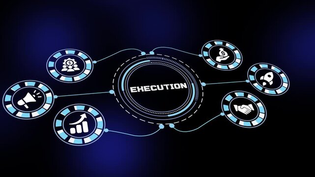 Execution concept with business operations systems, workflow analytics monitoring and modern corporate visualization design.