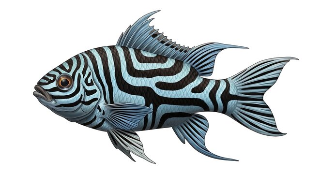 Zebra Pleco Cichlid Striped Fish Illustration