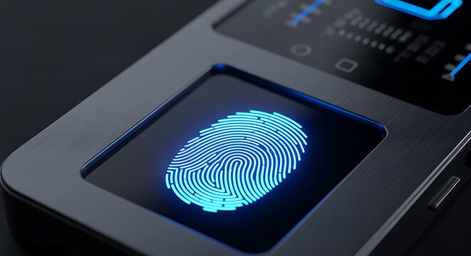 Close-up of fingerprint scan on smartphone home button